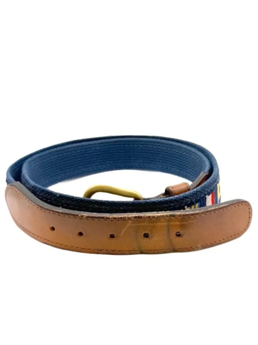 Zep-Pro Navy Nautical Flag Web Belt Preppy Made USA Sz 38
